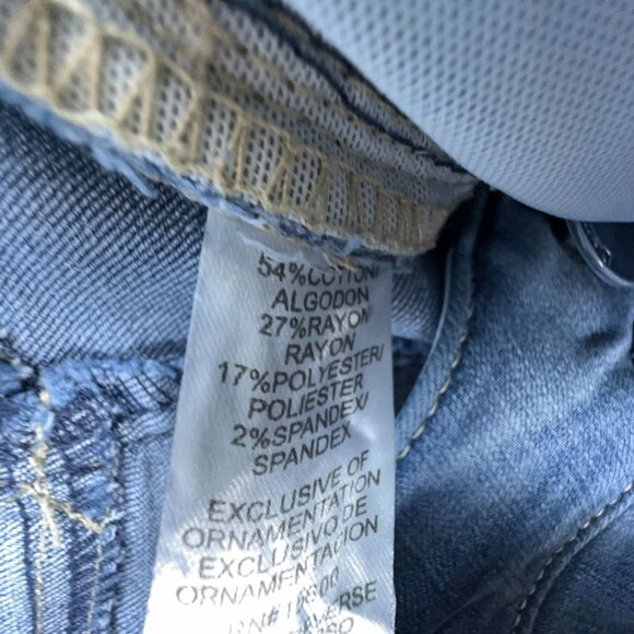 Democracy Denim Bermuda Shorts Women Size 16 AB Solution Distressed Stretch Blue - Picture 4 of 10